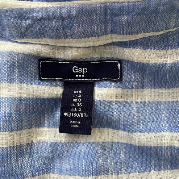 GAP Blue and White Stripes 100% Cotton Sleeveless Button Front Dress Size 4 - Picture 8 of 9